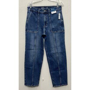 Old Navy High Rise OG Loose Baggy Jeans Women 8 Blue 30x30 Denim Front Seam NWT